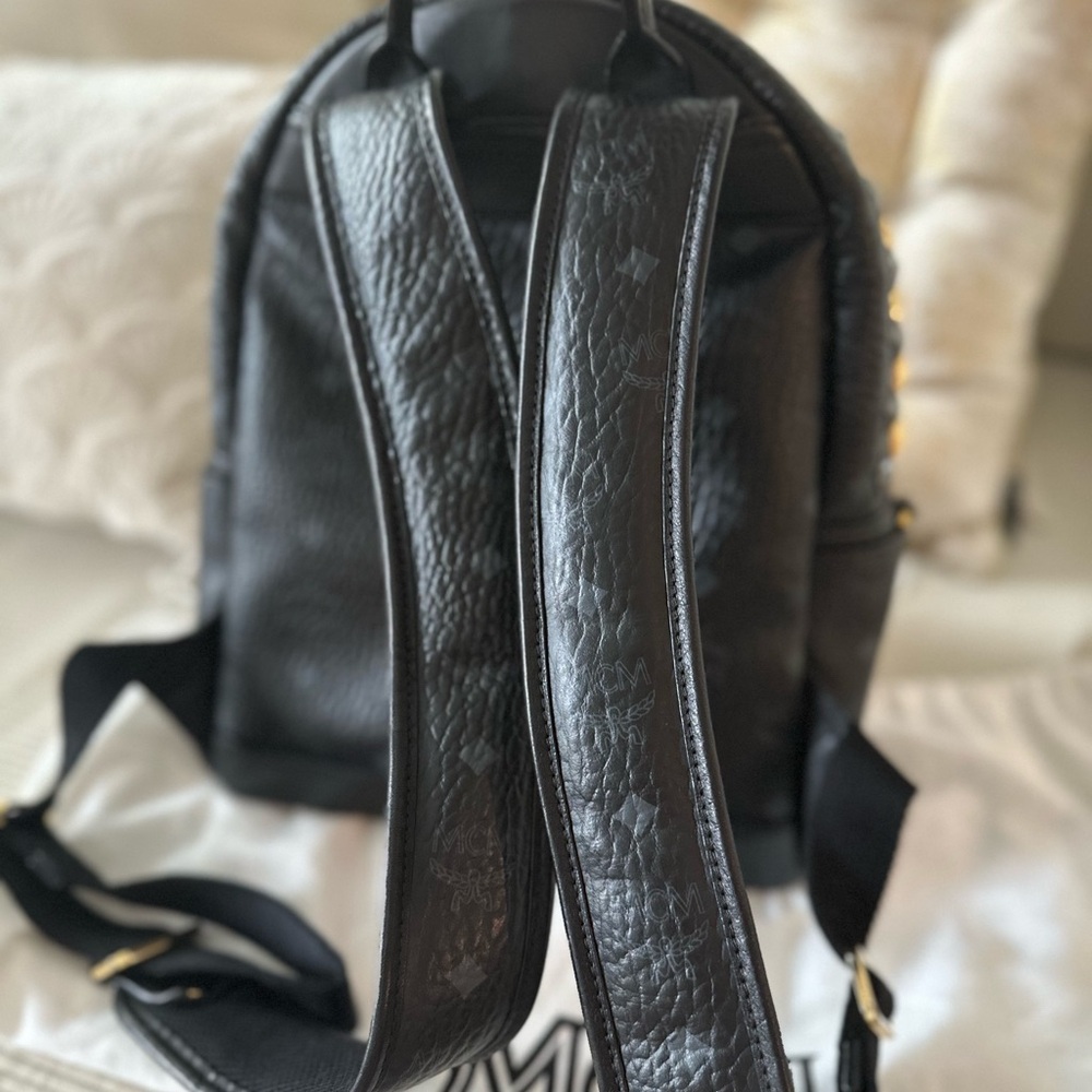 Authentic MCM Black Backpack with Gold Studs - Picture 13 of 17